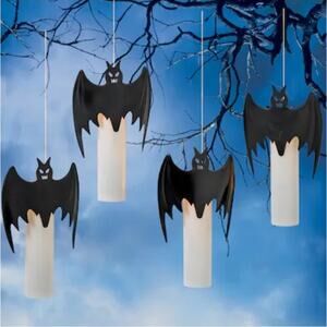 GIL 4 Count LED Floating Candle Black Metal Bats Halloween Lights With Remote